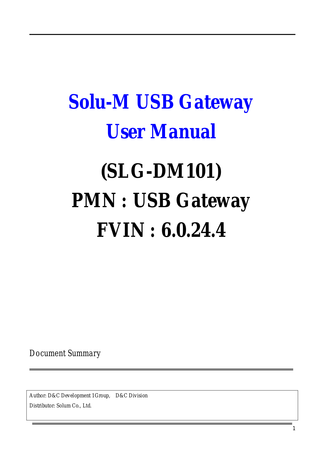 Solu-m SLG-DM101 User Manual