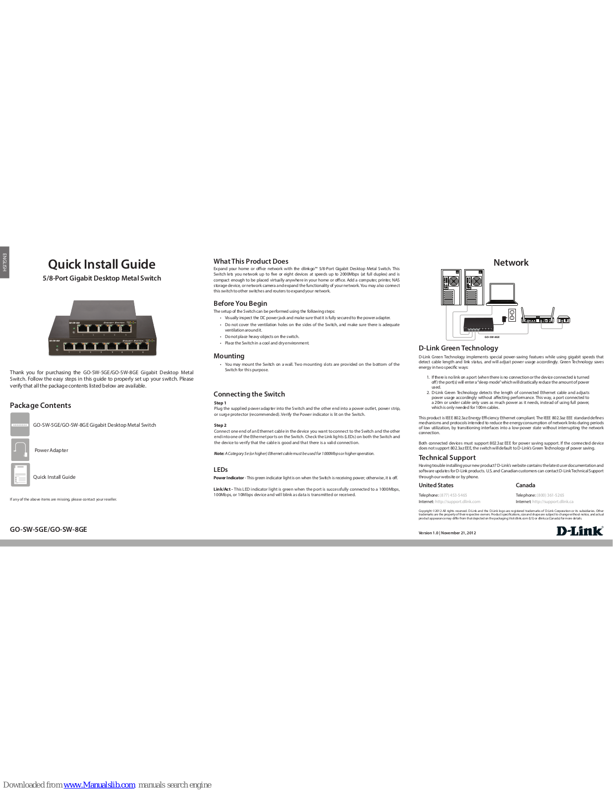 D-Link GO-SW-8GE, GO-SW-5GE Quick Install Manual