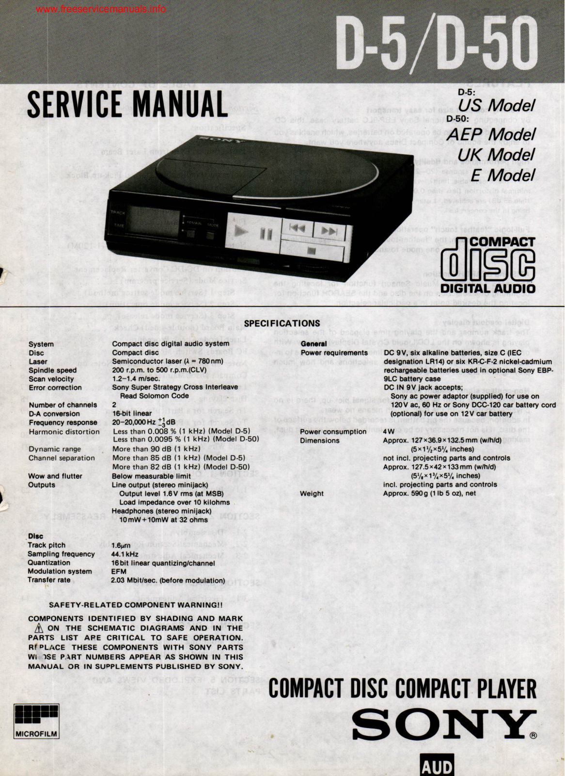 Sony d50, D-5 Service Manual