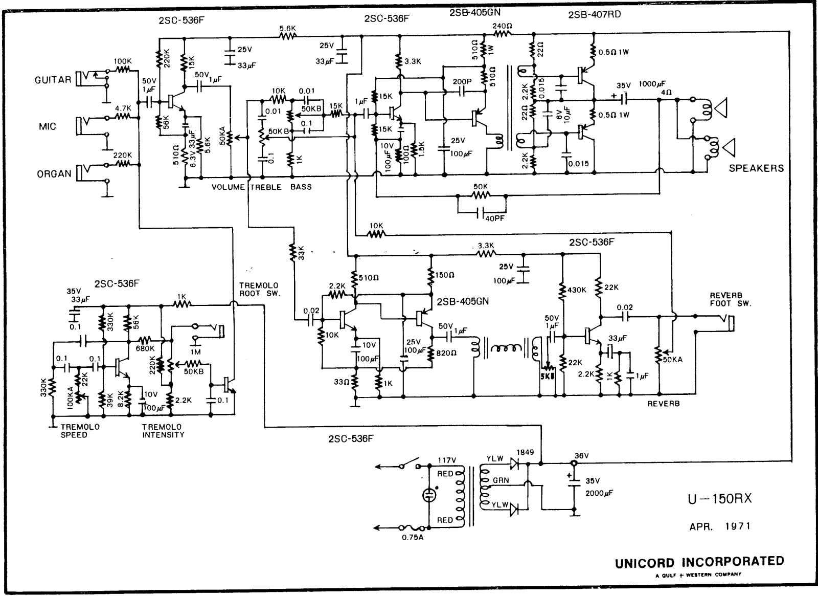 Univox 150rx schematic