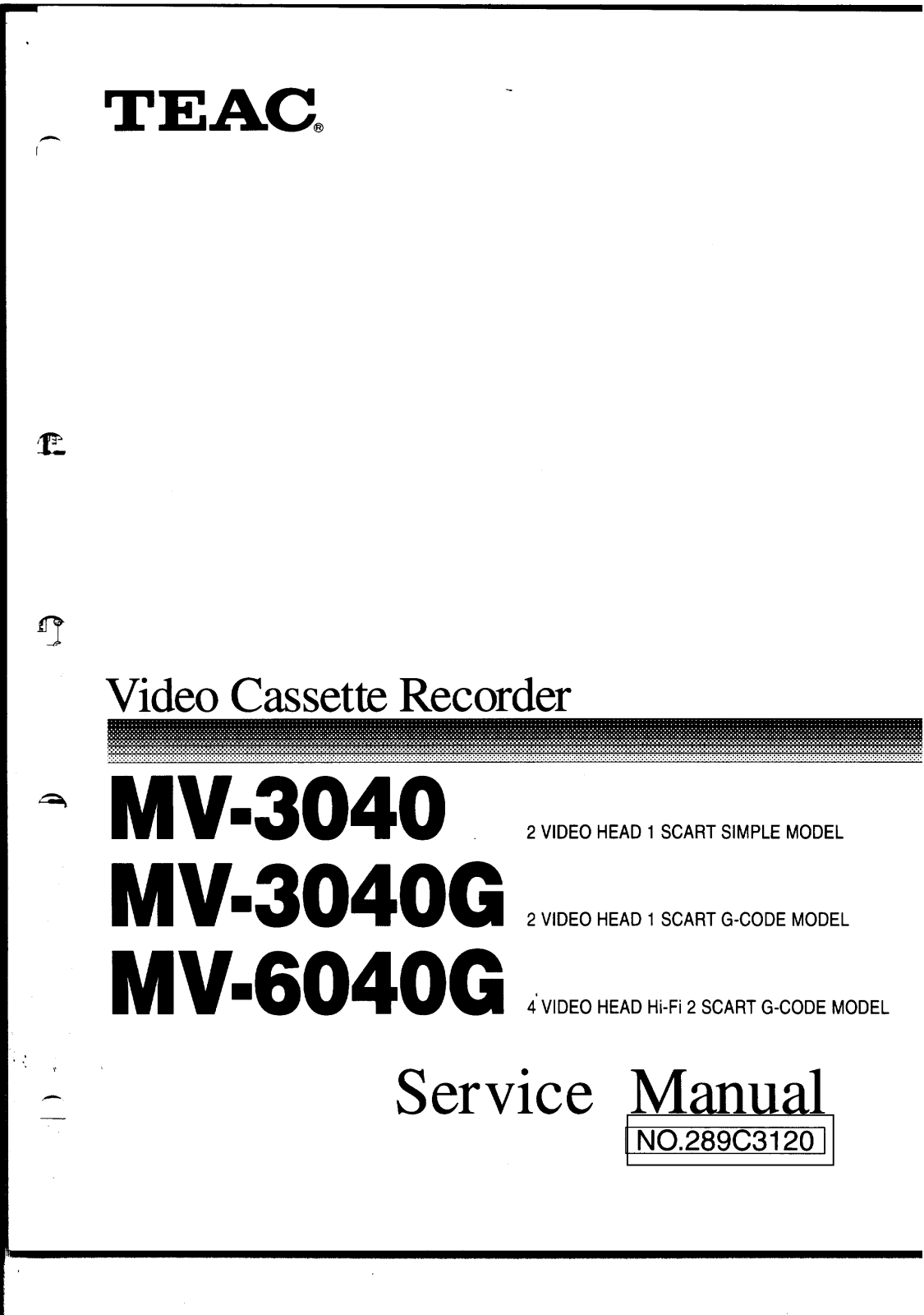 TEAC MV-6040-G Service manual