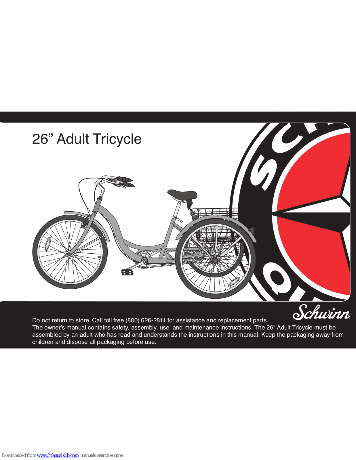 Schwinn 26”,26” Adult Tricycle User Manual