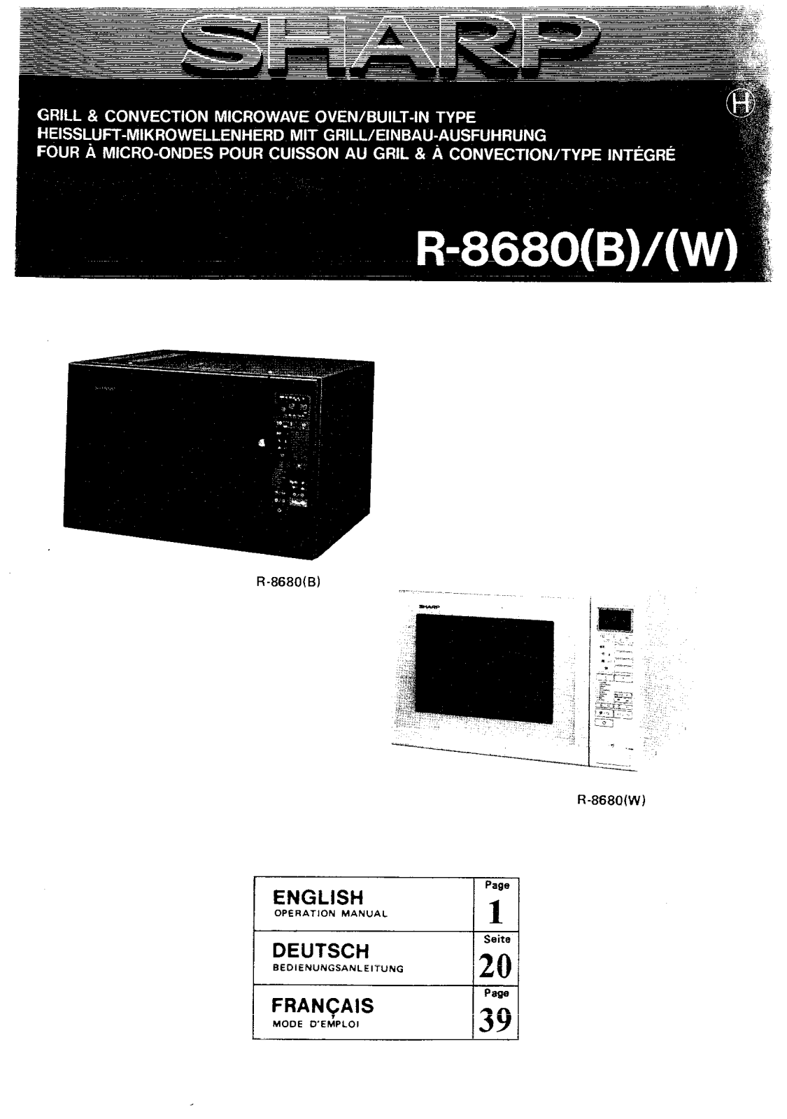 Sharp R-8680 User Manual