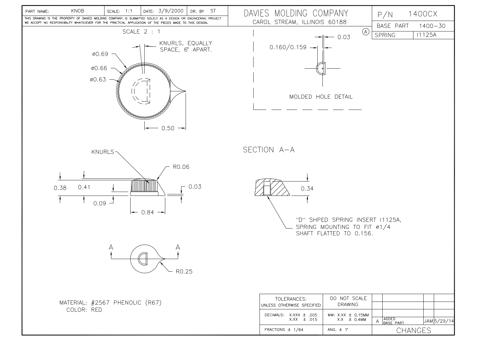 Davies Molding 1400CX Reference Drawing