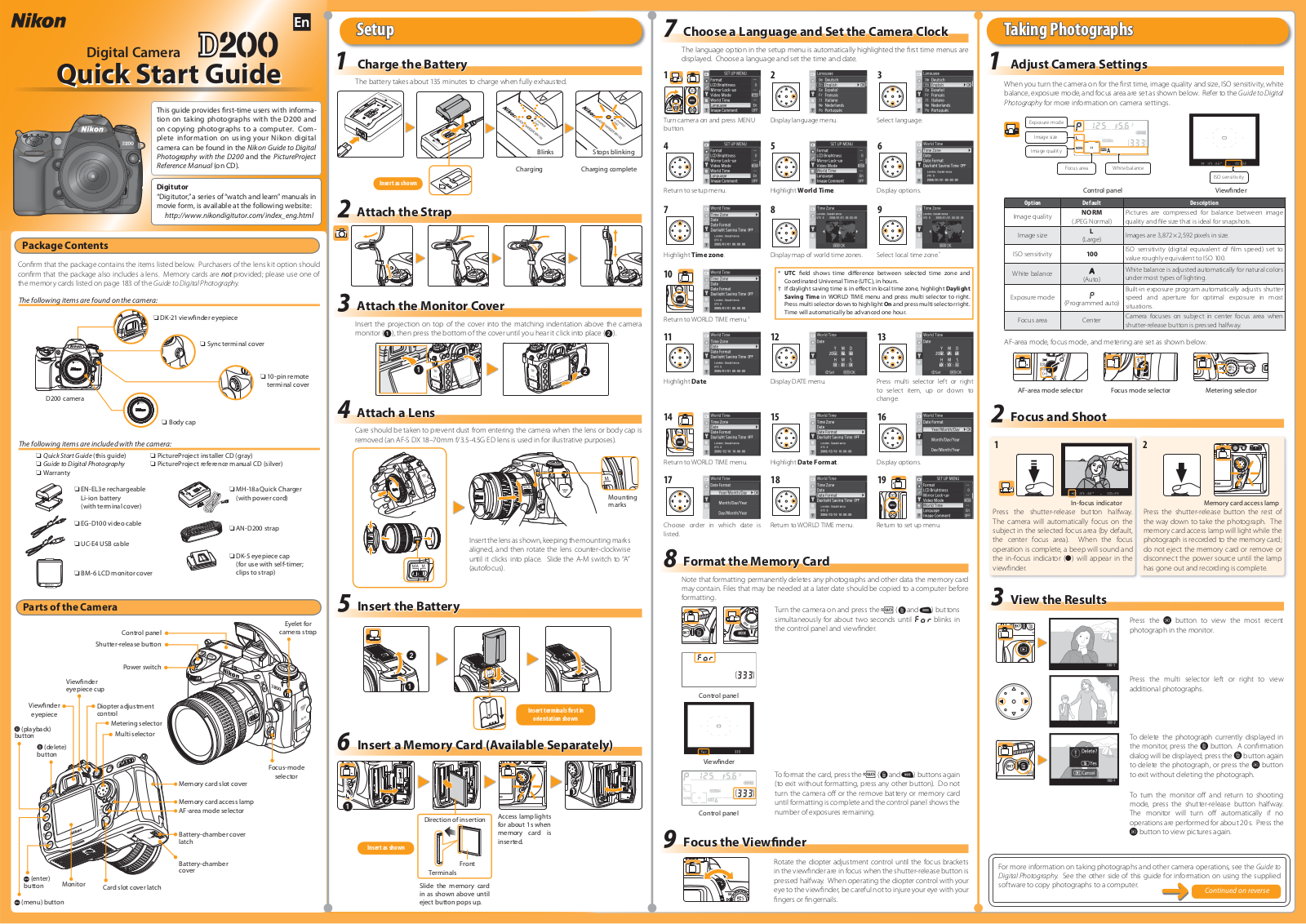 Nikon D200 Quick Start Guide