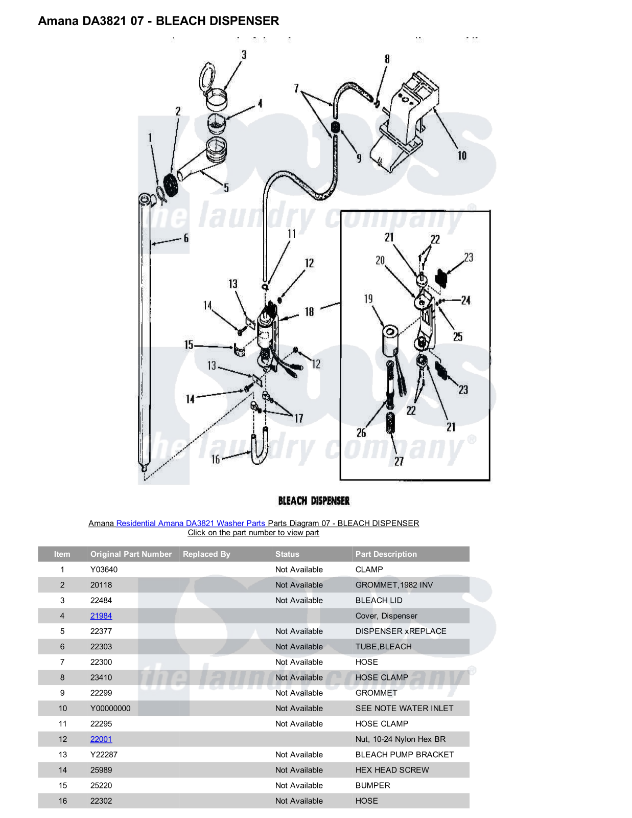 Amana DA3821 Parts Diagram