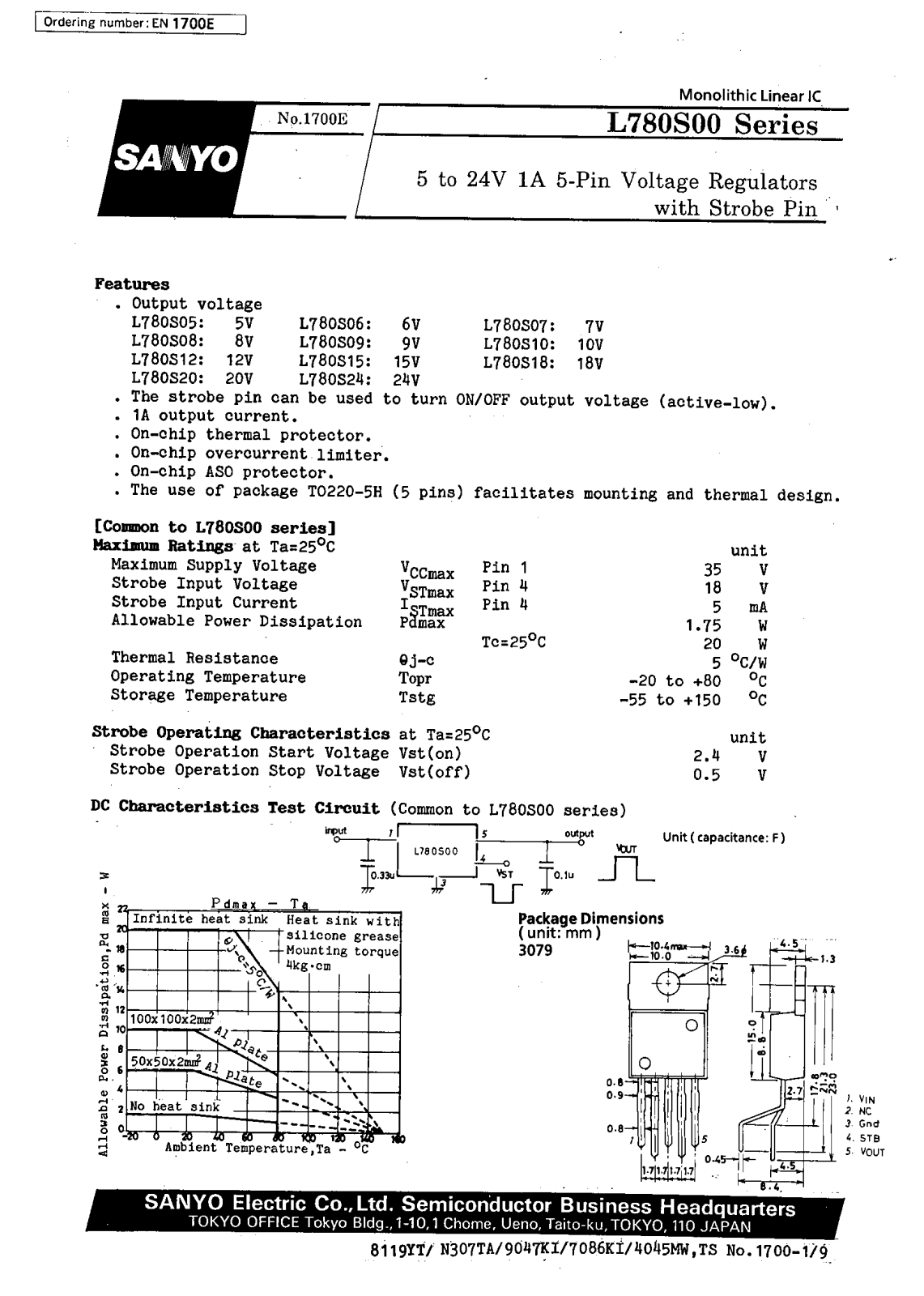 SANYO L780S00 Technical data