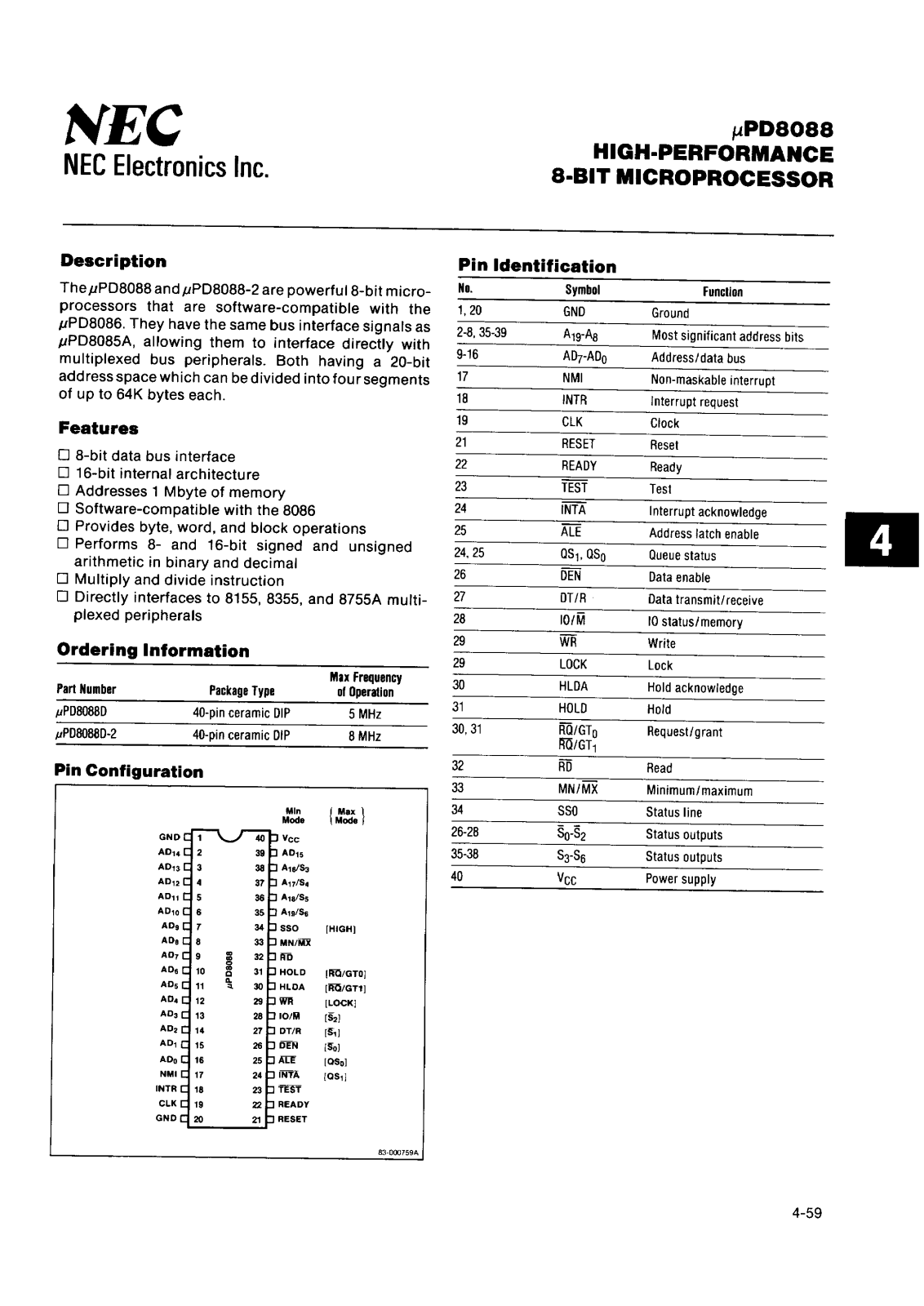 NEC uPD8088D Datasheet