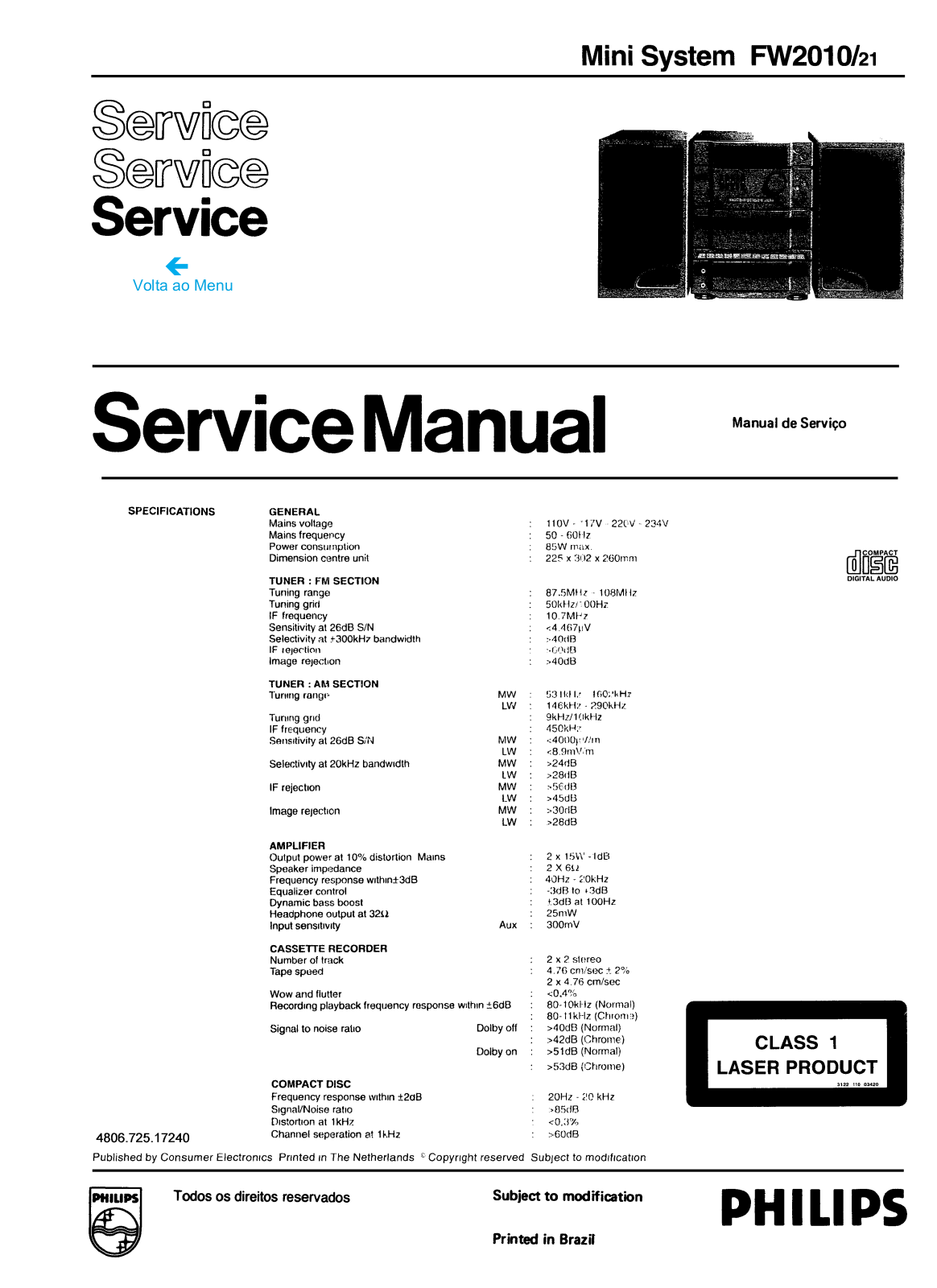 Philips FW2010-21 Schematic