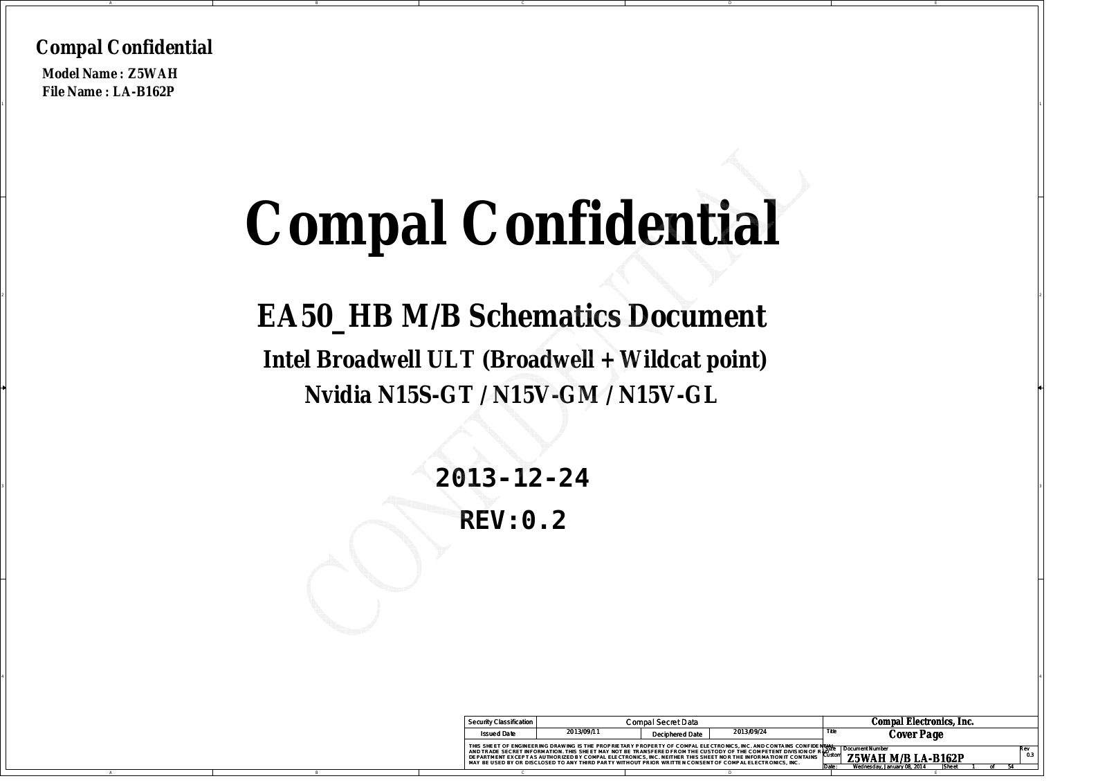 Compal LA-B162P Z5WAH EA50_HB, Aspire E1-572 Schematic