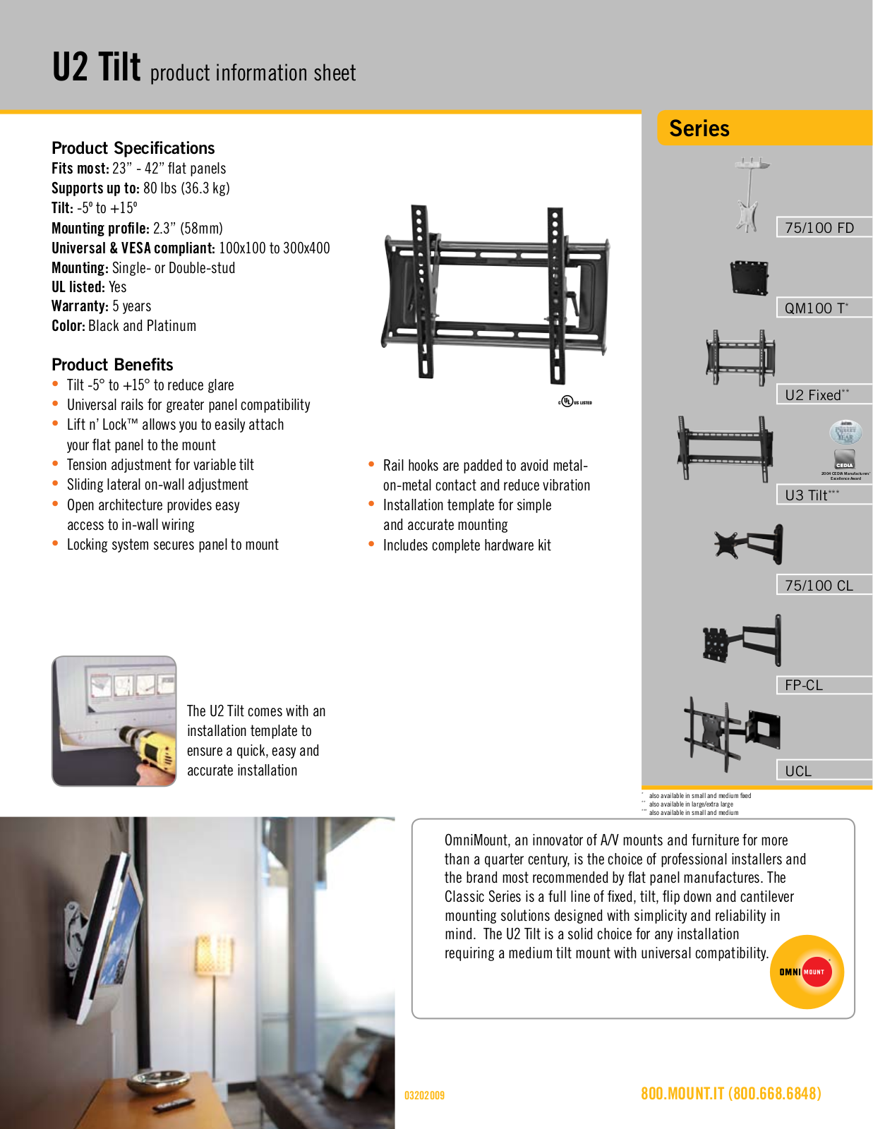 Omnimount U2 Tilt Sales Sheet