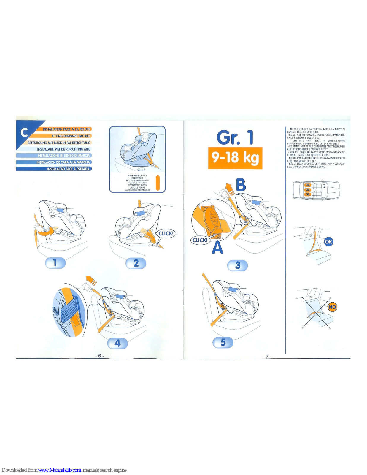 BEBE CONFORT ISEOSGR 1 - FITTING FORWARD FACING Instructions Manual