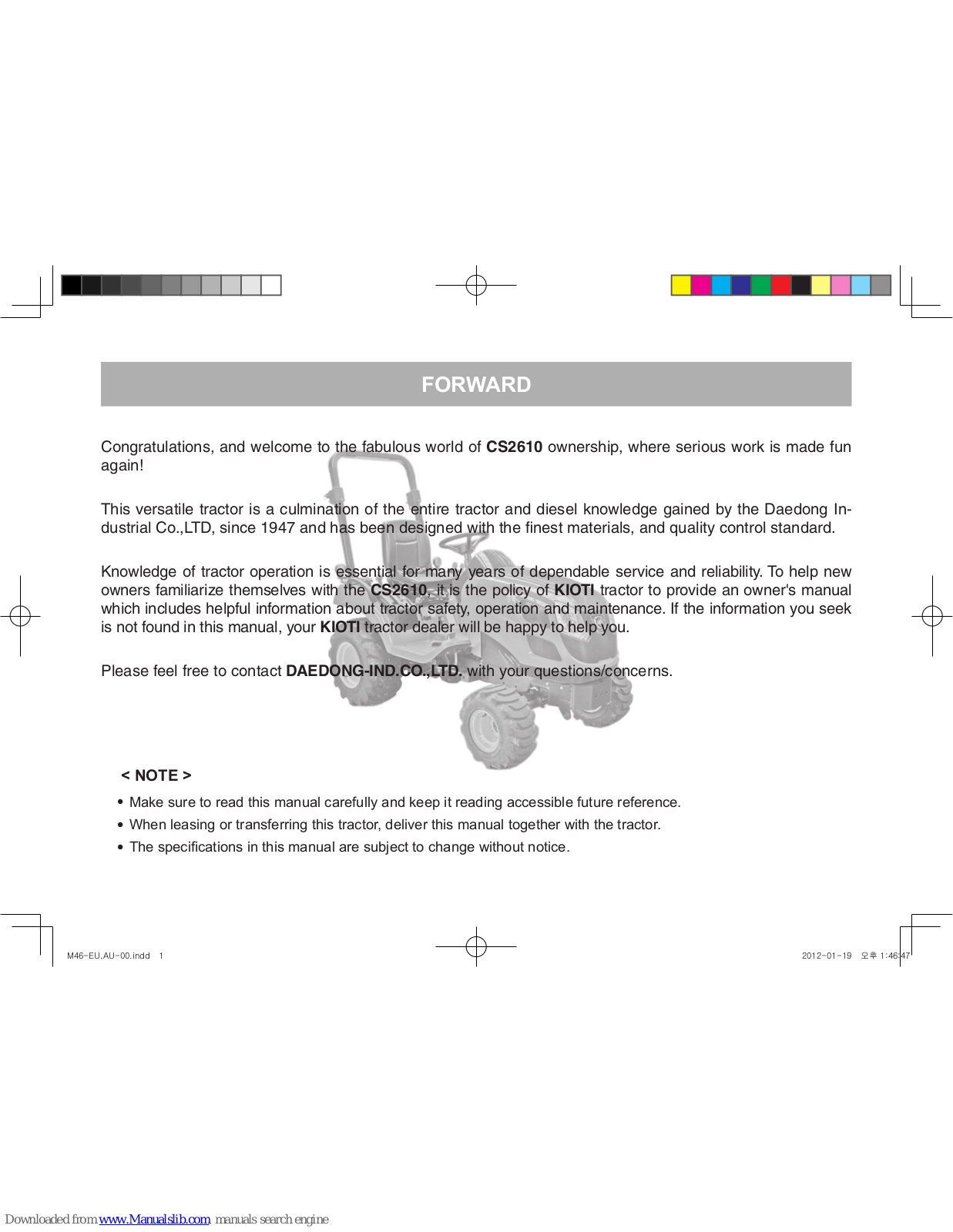 Kioti CS2610 User Manual - ManualMachine.com