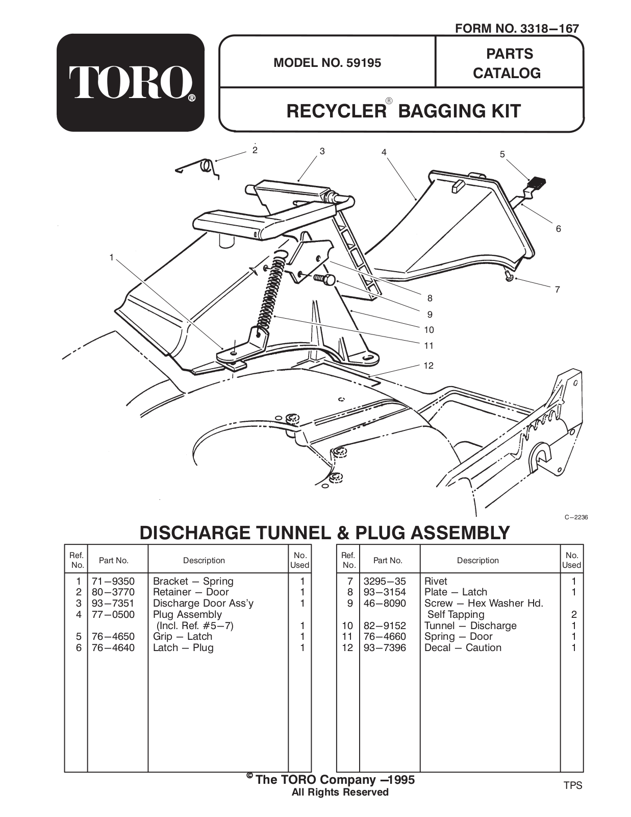 Toro 59195 Parts Catalogue