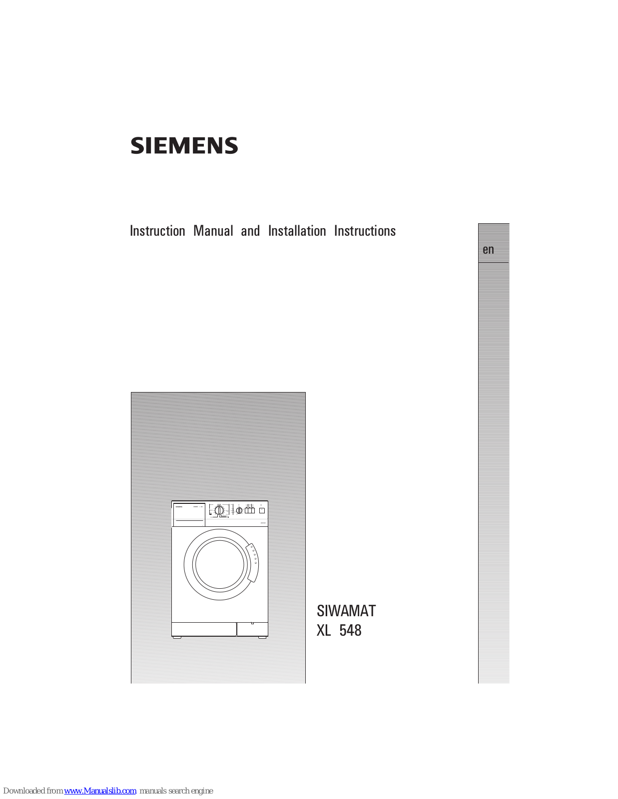 Siemens SIWAMAT XL 548 Instruction Manual And Installation Instructions