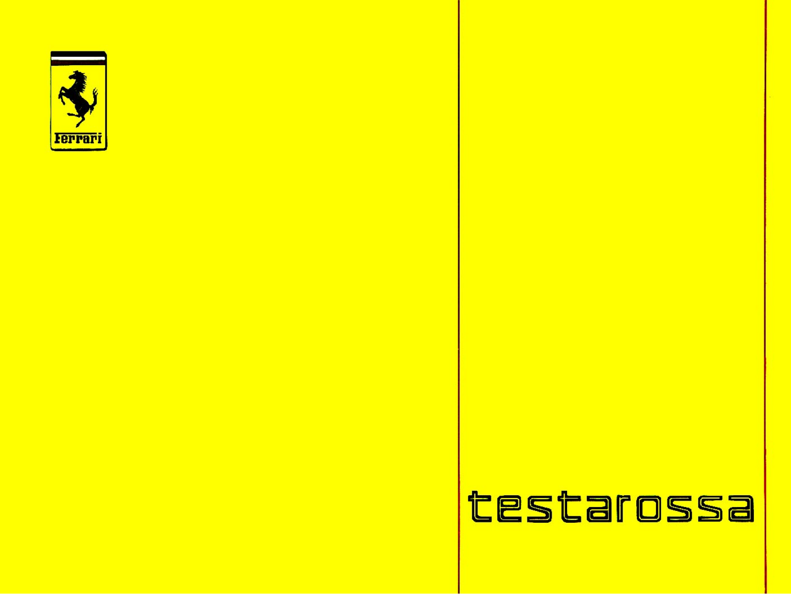 Ferrari Testarossa 1990 Owner's Manual