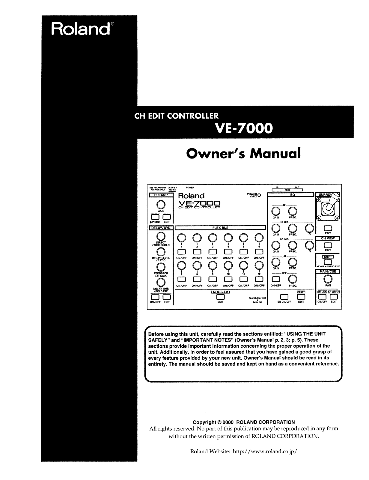 Roland Corporation VE-7000 Owner's Manual