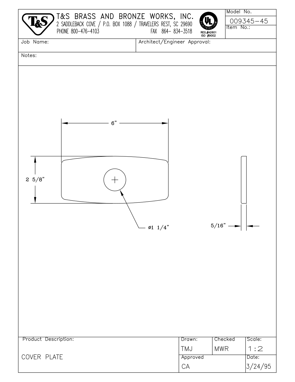 T & S Brass & Bronze Works 009345-45 General Manual