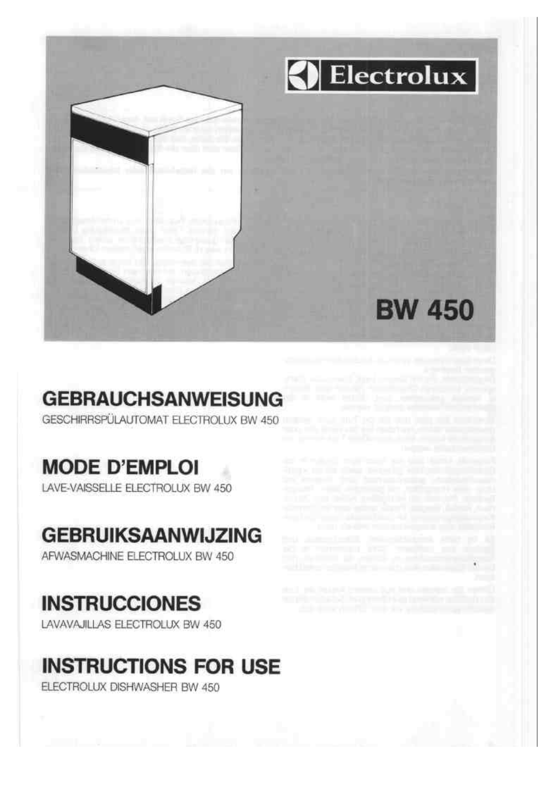 electrolux BW450 User Manual