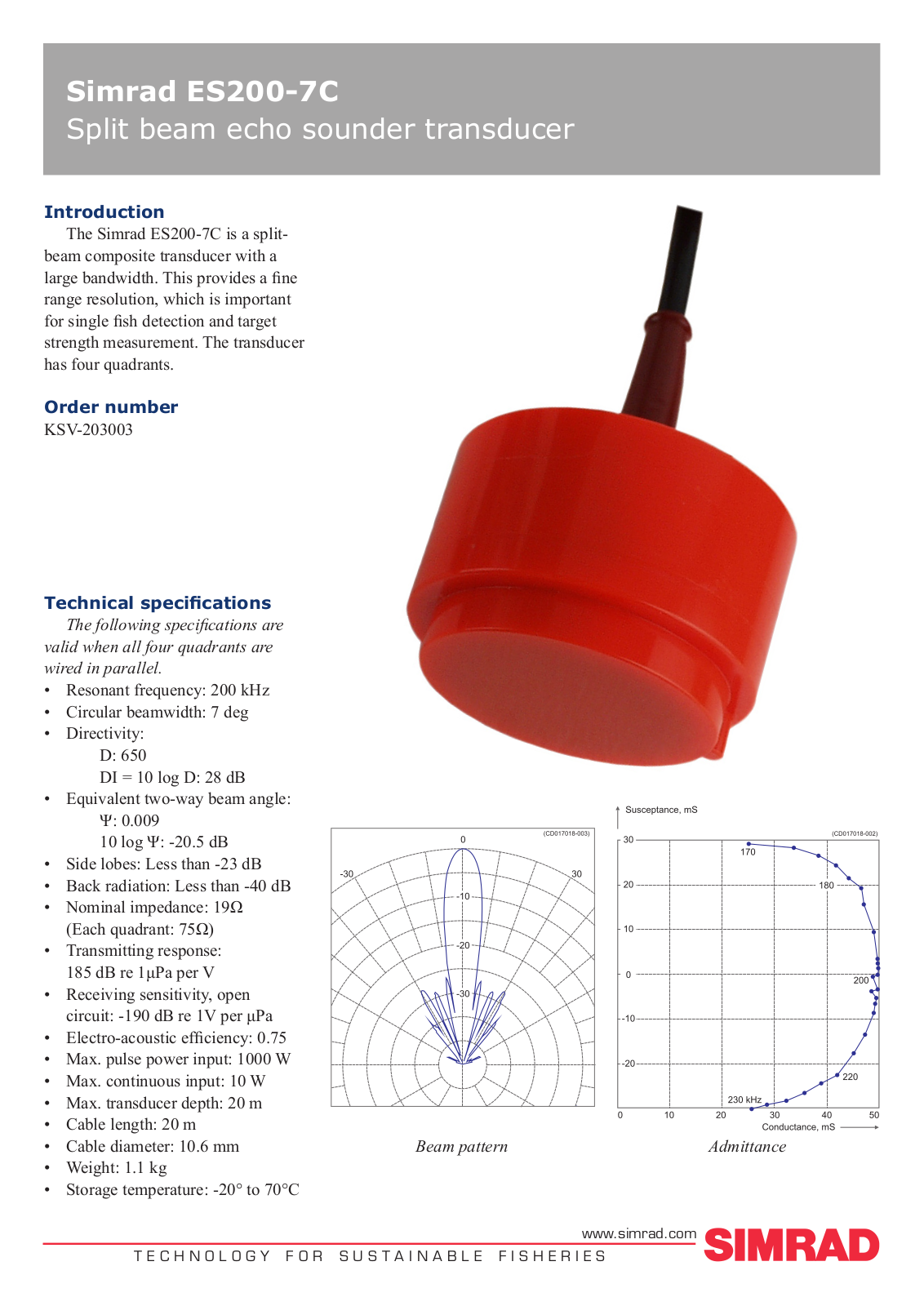 Simrad ES200-7C DATASHEET