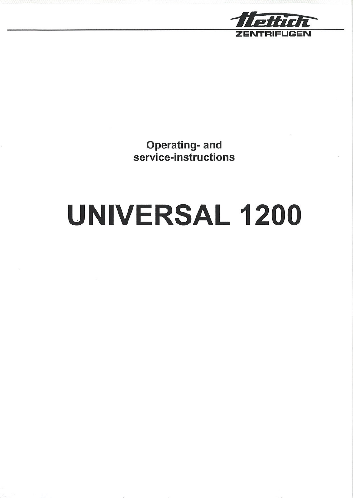 Hettich 1200 User Manual