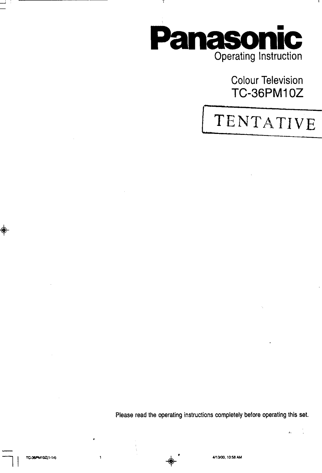 Panasonic TC-36PM10Z User Manual