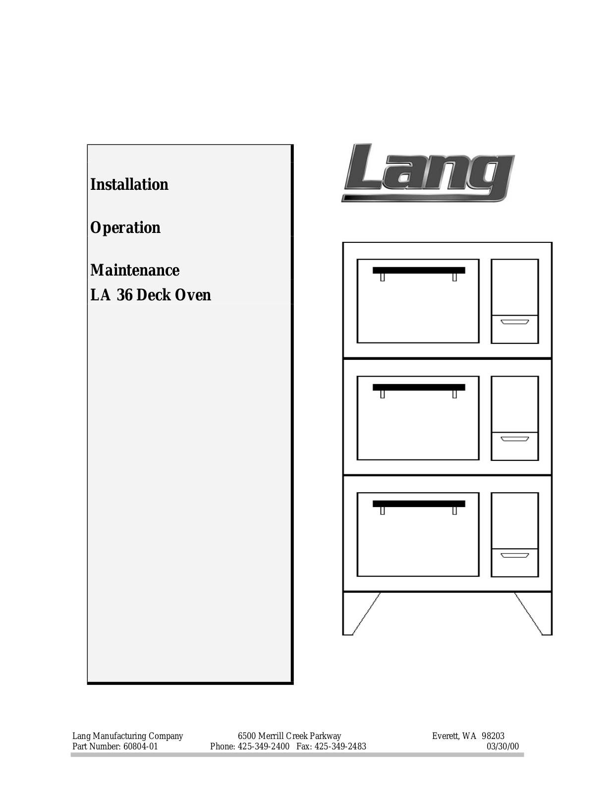 Lang LA36 Operators Manual