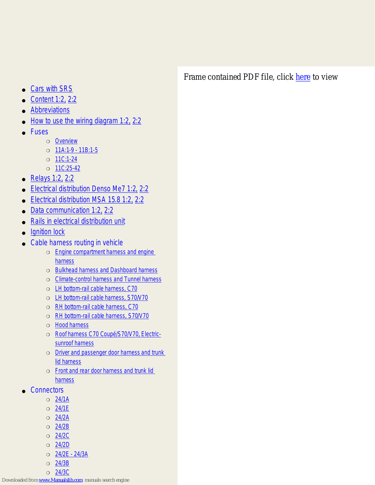 Volvo Early design 2000 C70, 2000 S70, 2000 V70 Wiring Diagram