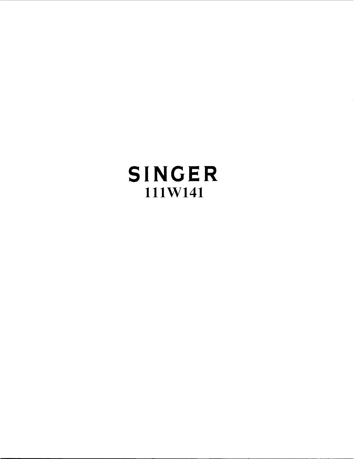 Singer 111W141 User Manual