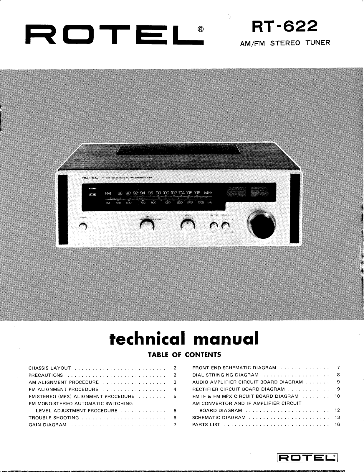 Rotel RT-622 Service manual