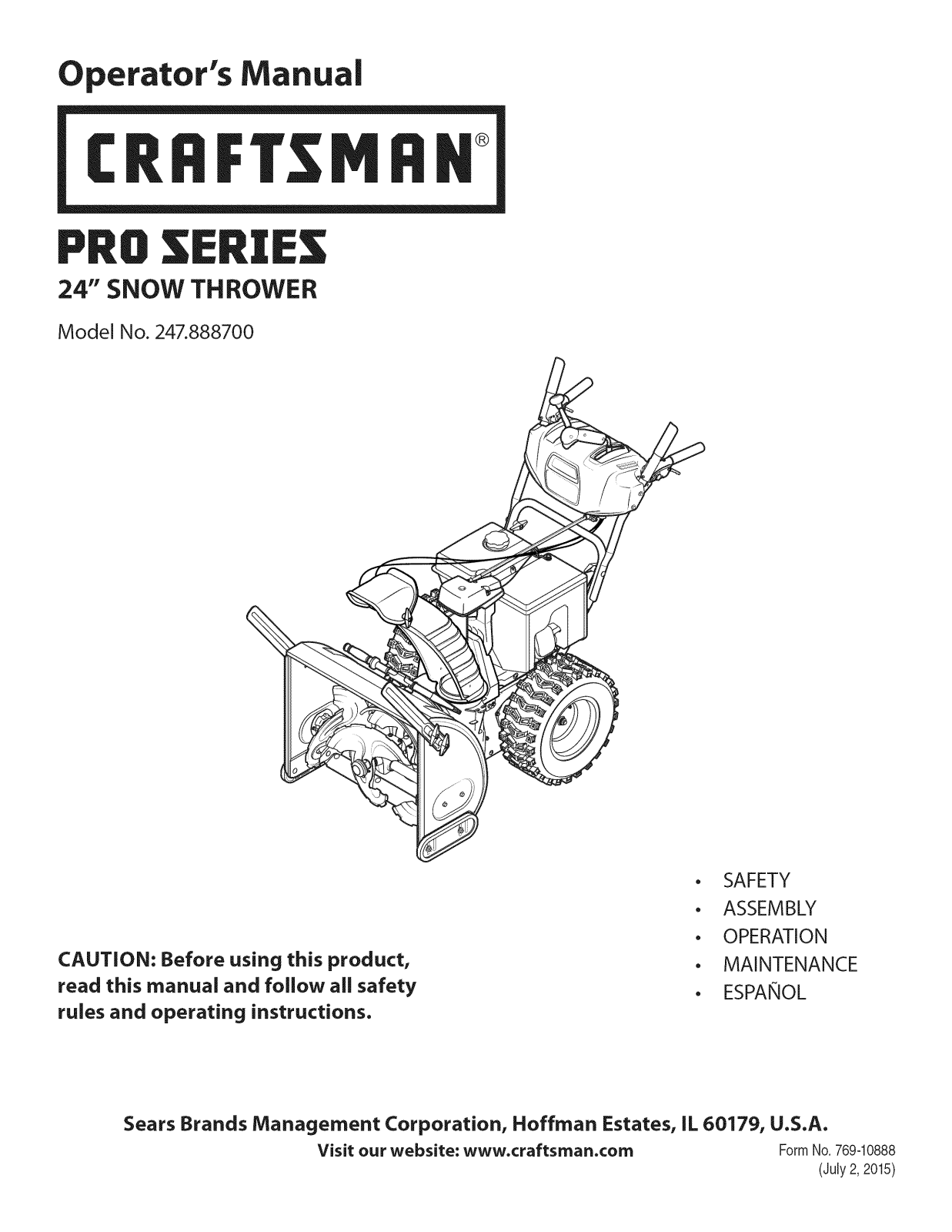 Craftsman 247888700 Owner’s Manual