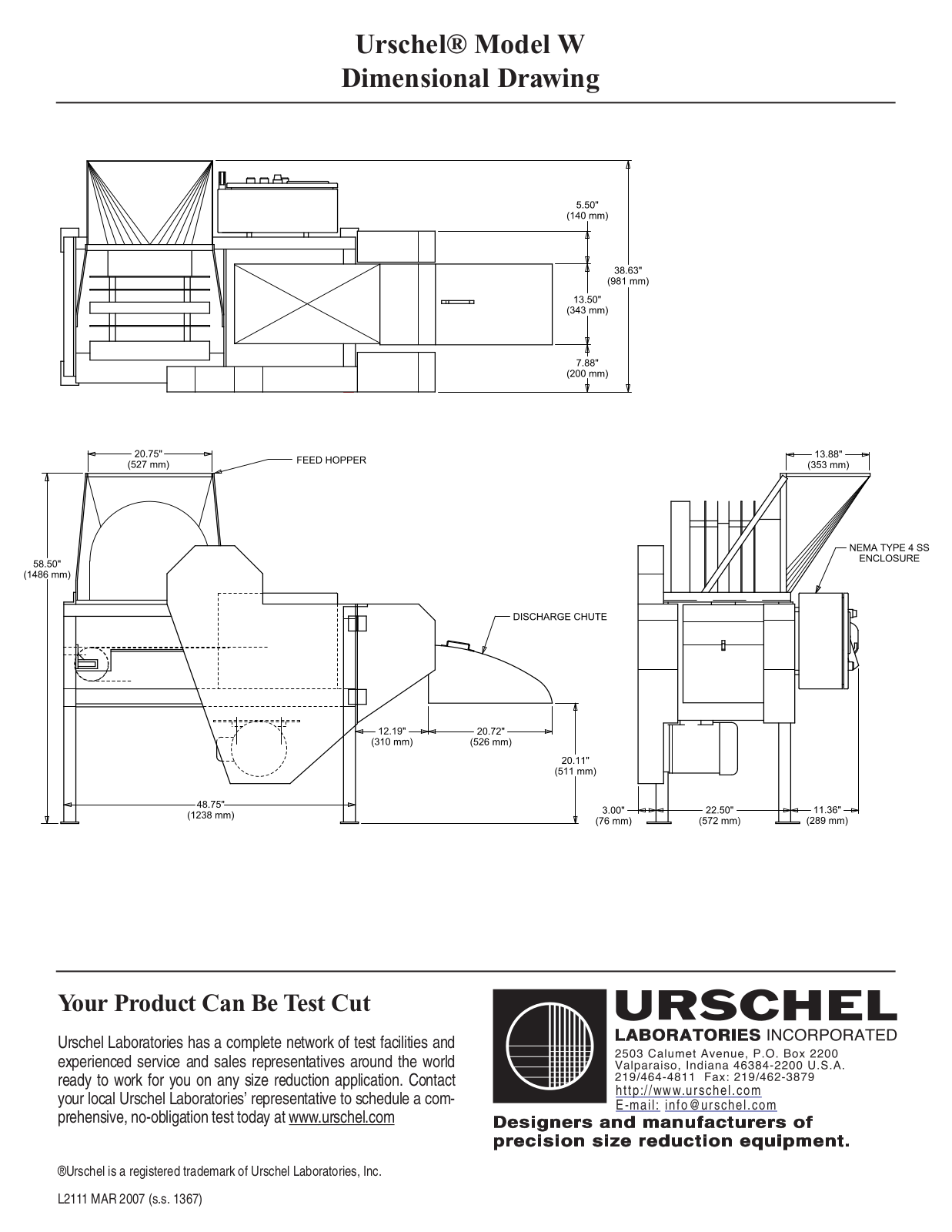 Urschel W Slicer Parts Diagram