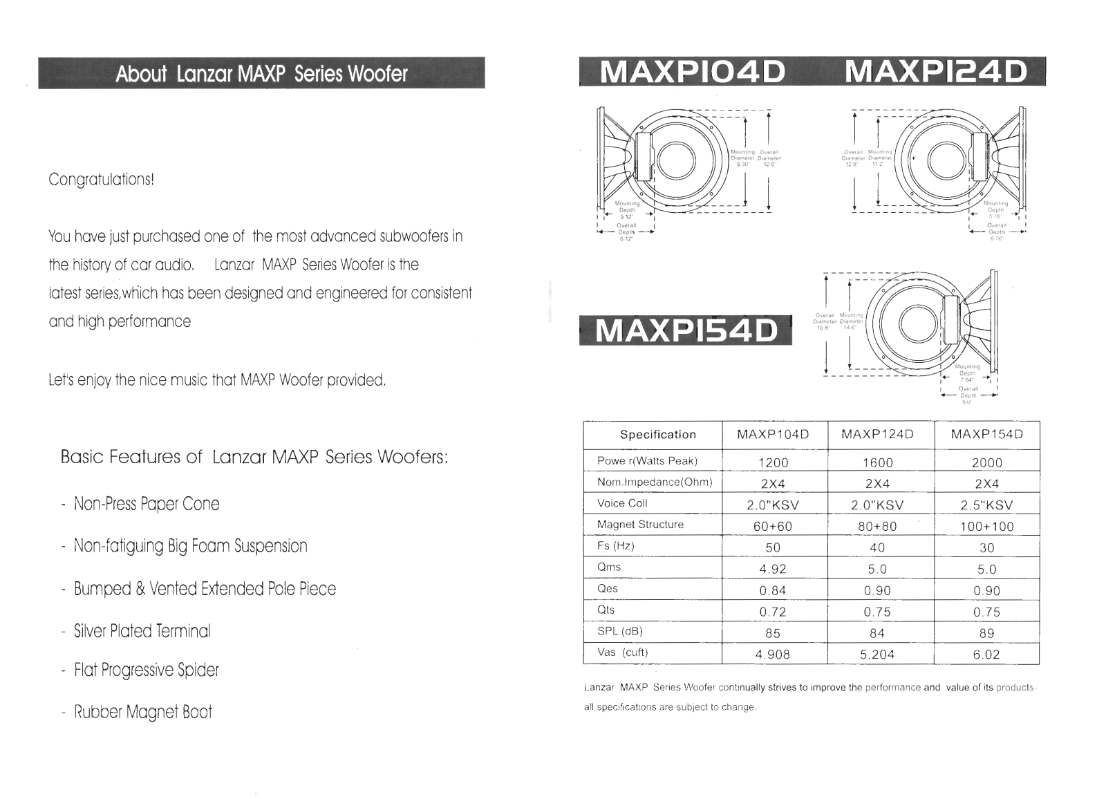 Lanzar Car Audio MAXP104D User Manual