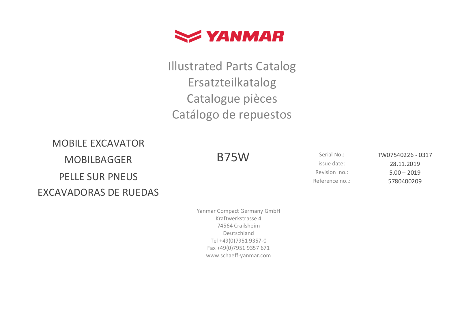 Yanmar B75W User Manual