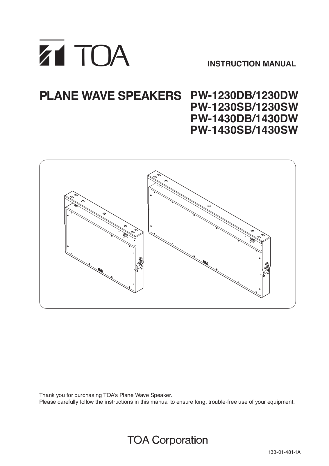 Toa PW-1430SW User Manual