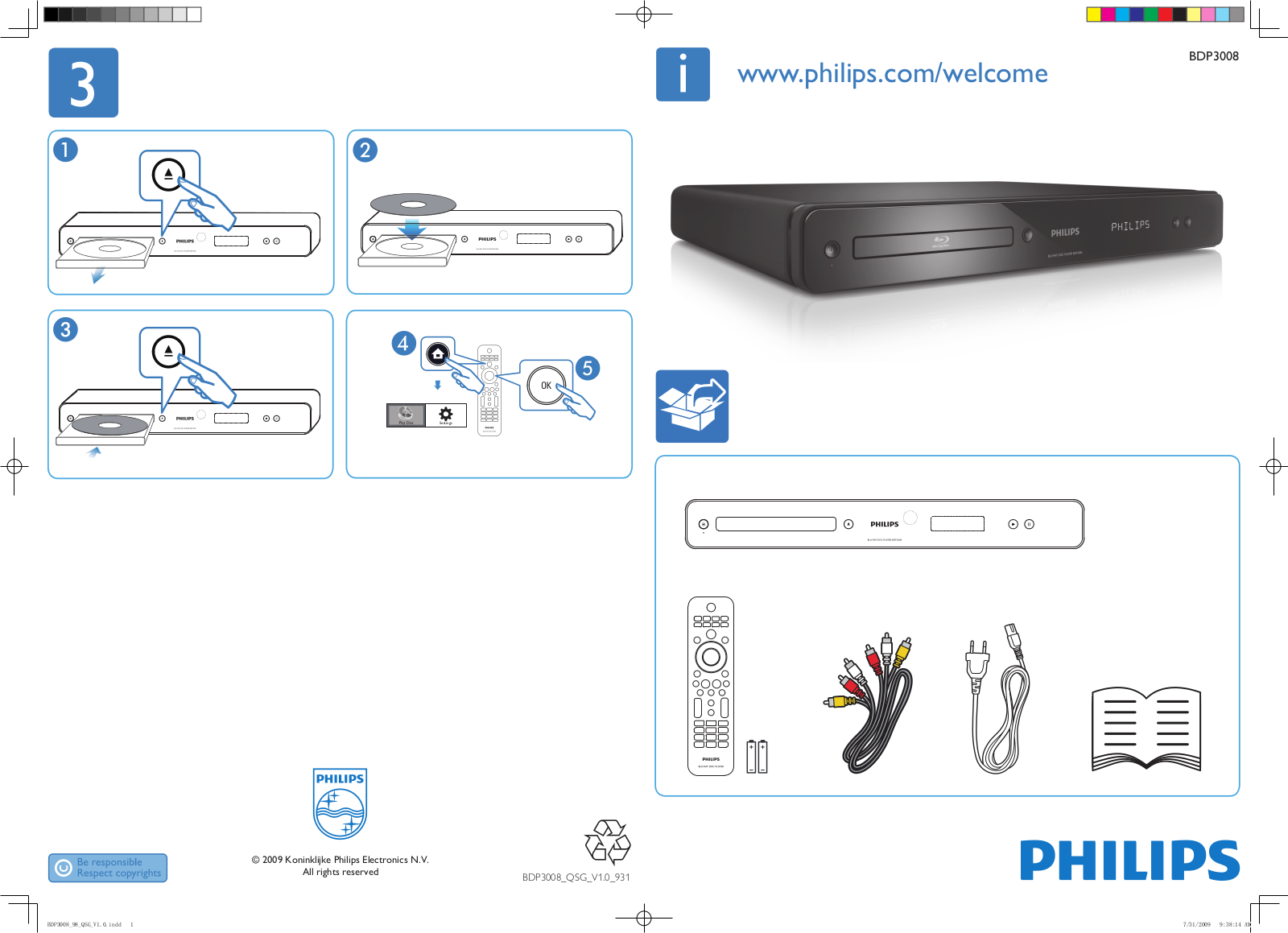 Philips BDP3008/98 Quick Start Guide