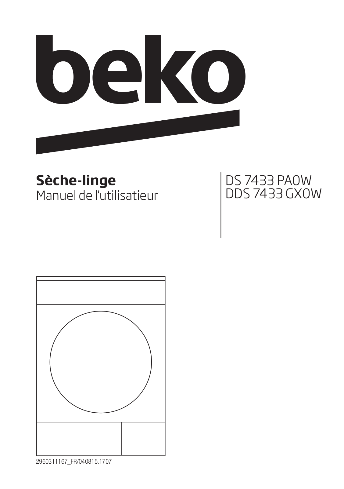 BEKO DDS7433GX0W, DS7433GXOW, DS7433PA0W User Manual