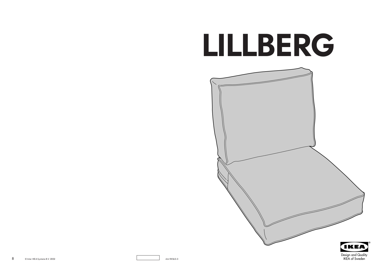 IKEA LILLBERG CUSHION SET COVER Assembly Instruction