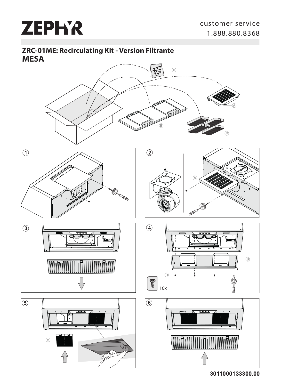 Zephyr ZRC01ME INSTALLATION INSTRUCTIONS