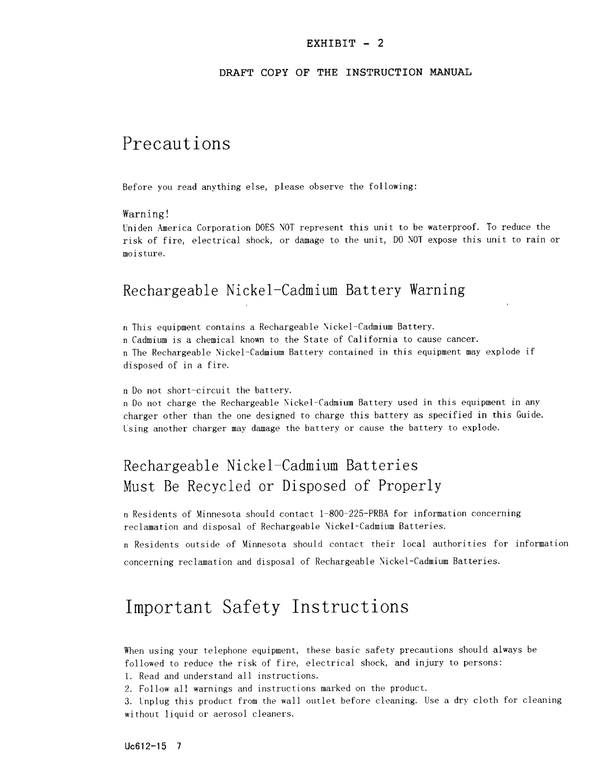 Uniden America UC604 User Manual