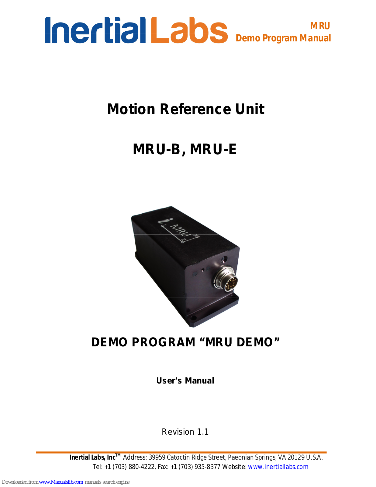 Inertial Labs MRU-B, MRU-E User Manual