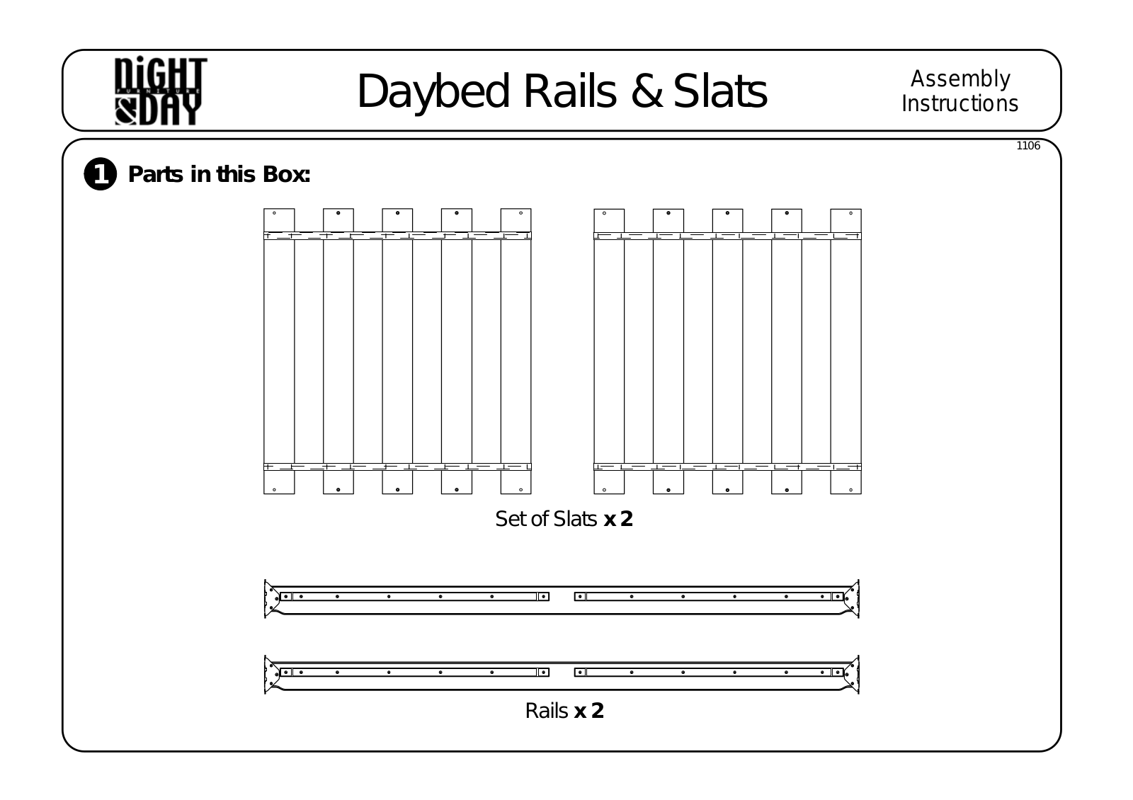 Night & Day Daybed Rails  Slats Assembly Instruction