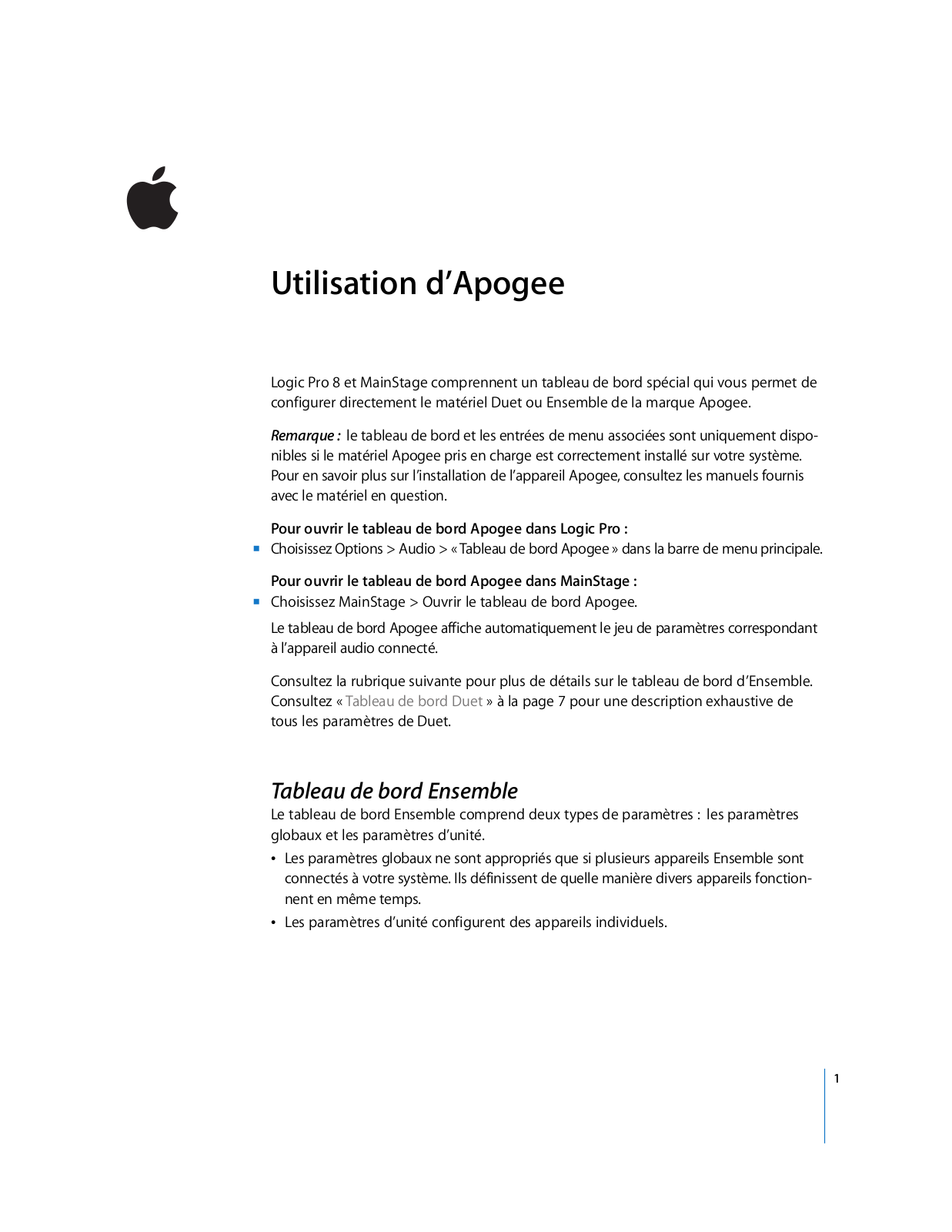 Apple APOGEE User Manual