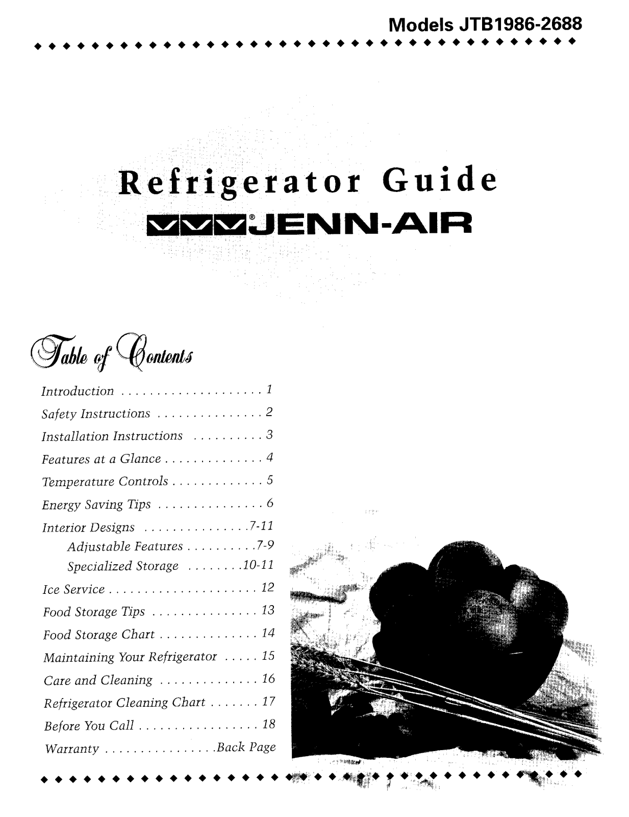 Jenn-Air JTB1986ARA, JTB1986ARW, JTB1987ARA, JTB1987ARW, JTB1988AEA Owner's Manual