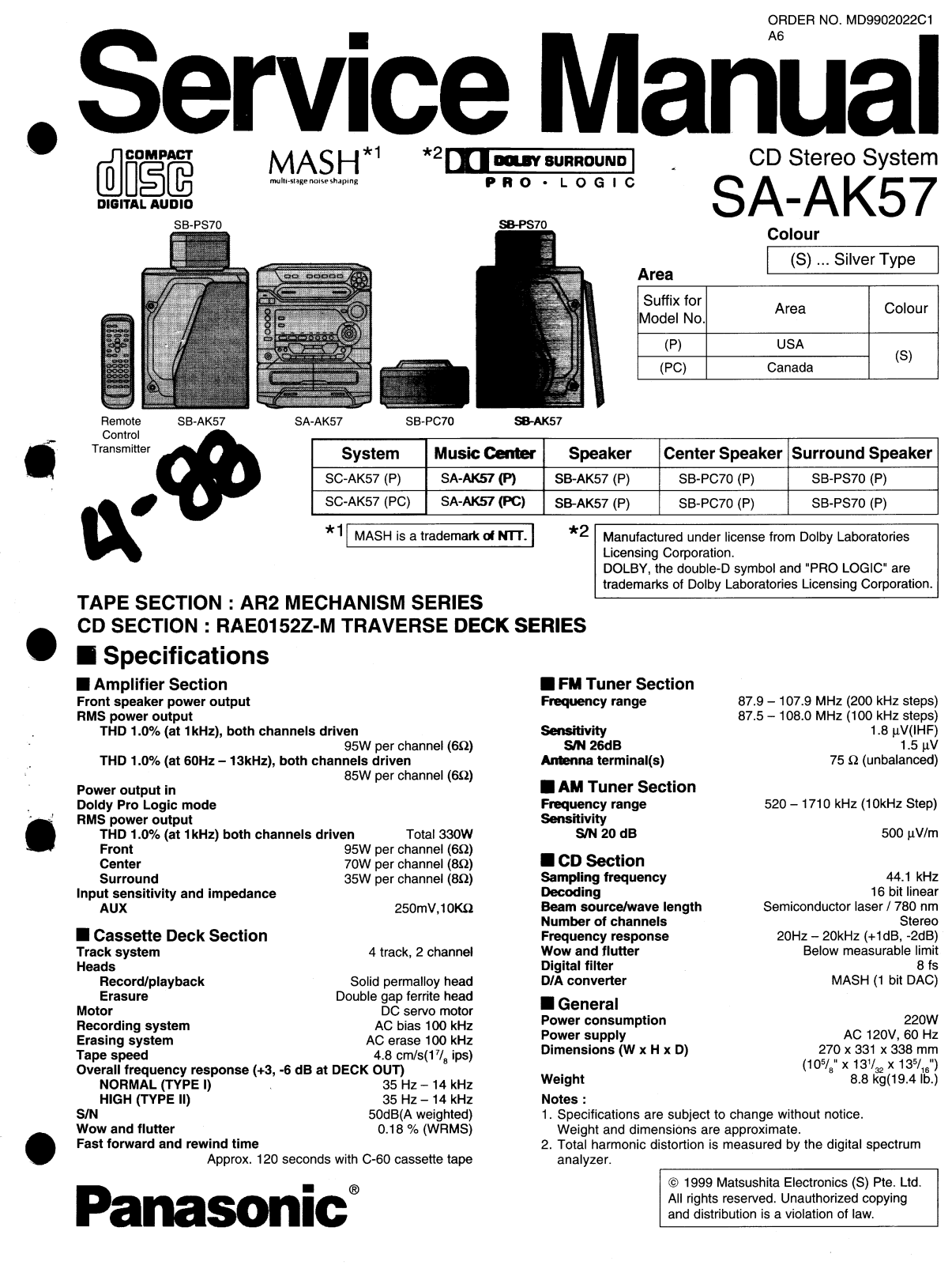 SA SA AK57 Service Manual