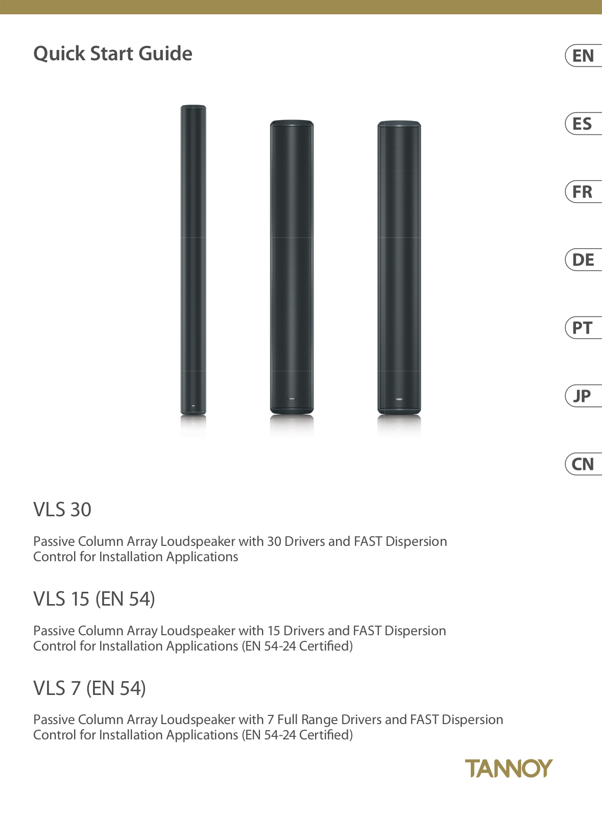 Tannoy VLS 15, VLS 30, VLS 7 Quick Start Manual