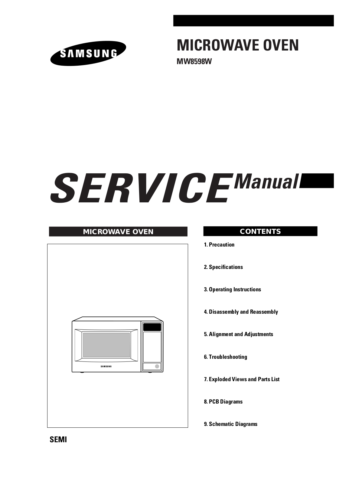 Samsung MW8598W, MW8598W-XBM Service Manual