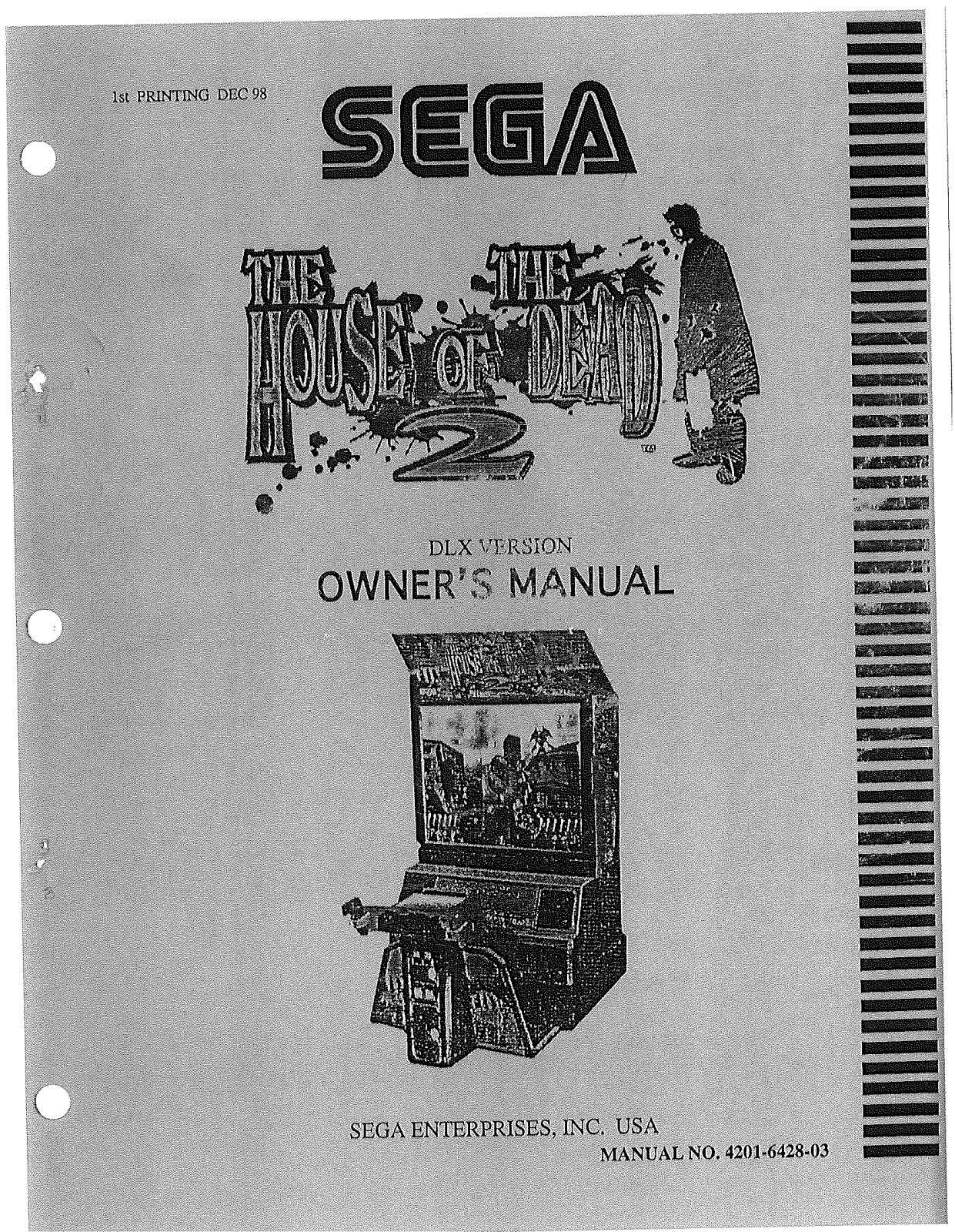 Sega THE HOUSE OF DEAD 2 DELUXE TYPE Manual