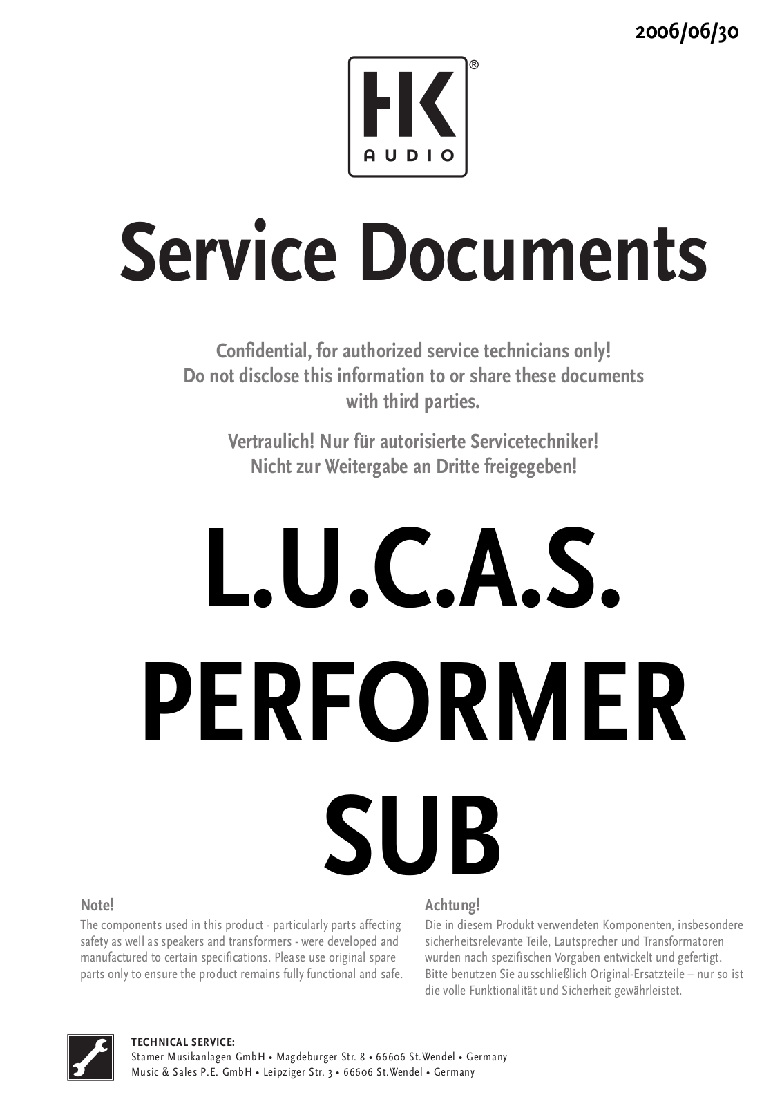 Hughes Kettner lucas performer sub hk2005 Schematic