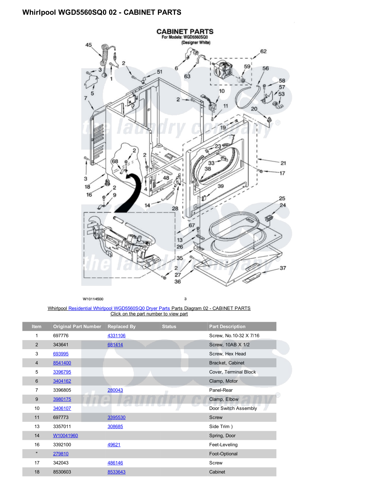 Whirlpool WGD5560SQ0 Parts Diagram